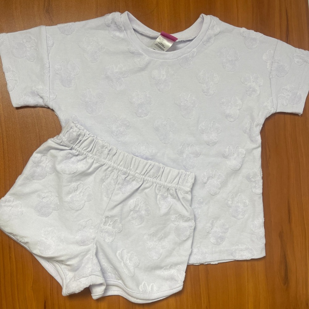 Disney‎ Junior Minnie Mouse Lavender Textured Top and Shorts Set 4T